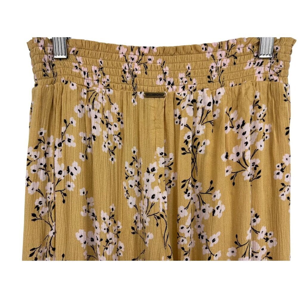 Billabong Women Yellow Floral Wide Leg Pant Size Small S Stretch Layer New - Picture 6 of 9